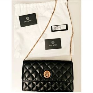 Versace Black and Gold Quilted Crossbody Bag